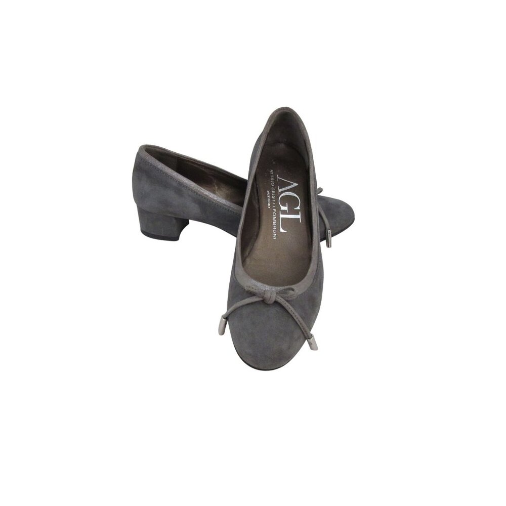 AGL Dark Gray Suede Kristin Shoes w Bow Detail Size 36 / 6M Italian